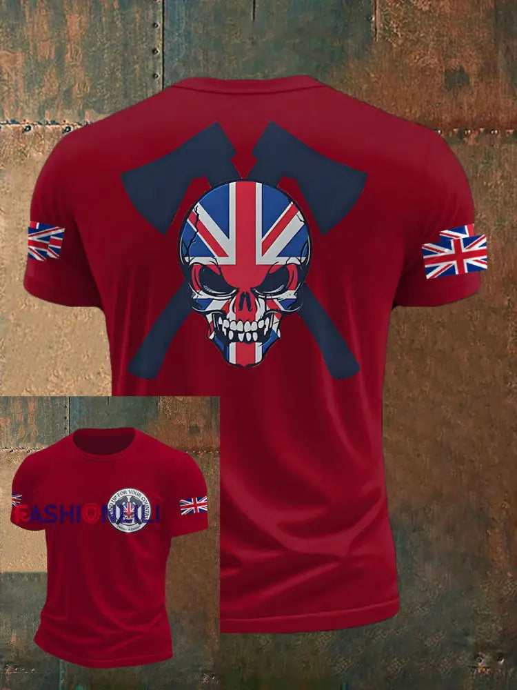 Men’s UK Flag Immigration Printed T-shirt Deep Red / S