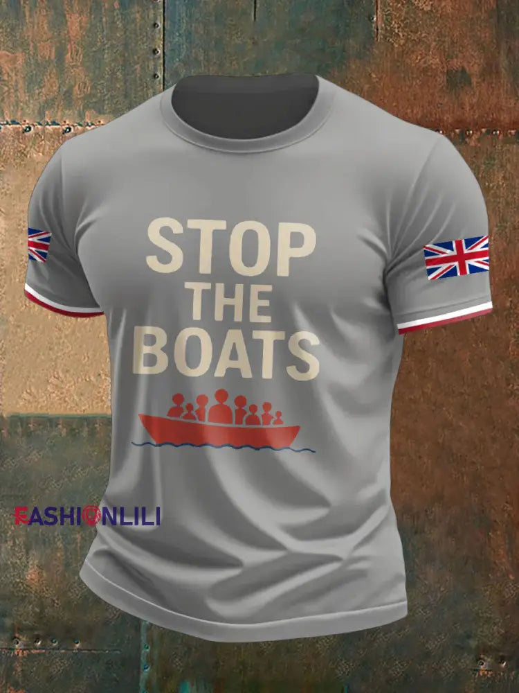 Men’s UK Flag Immigration Printed T-shirt Light Gray / S