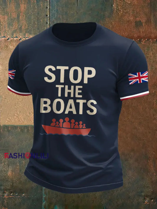 Men’s UK Flag Immigration Printed T-shirt Navy Blue / S