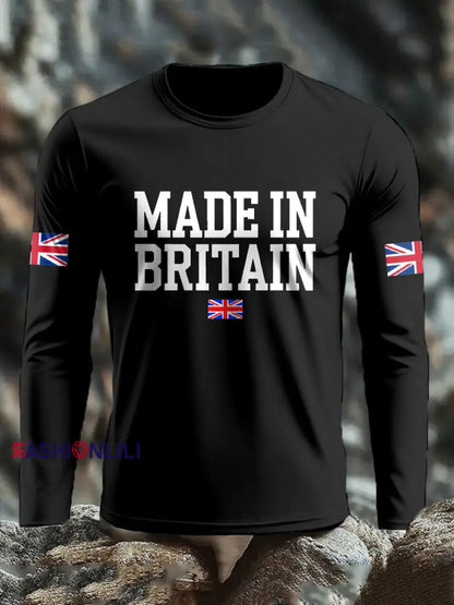 Men’s UK Flag Lion Printed Casual Tops Black / S