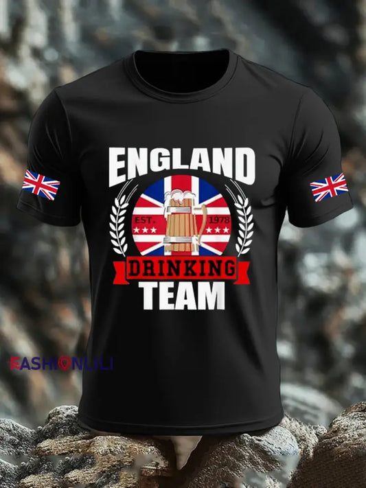 Men’s UK Flag Liquor Printed T-shirt Black / S