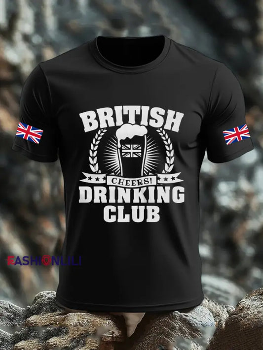Men’s UK Flag Liquor Printed T-shirt Black / S