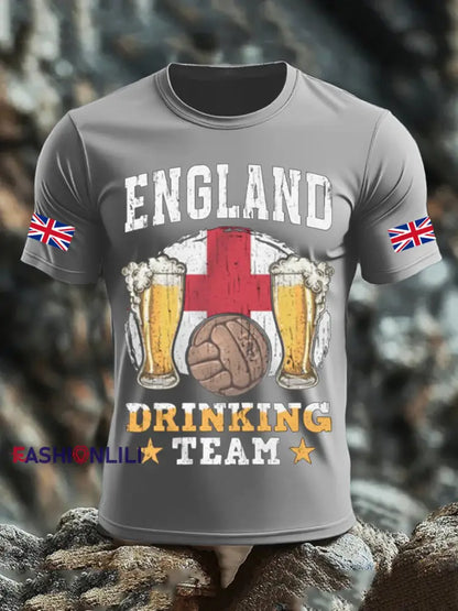 Men’s UK Flag Liquor Printed T-shirt Gray / S