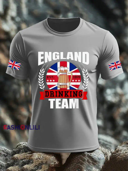 Men’s UK Flag Liquor Printed T-shirt Gray / S
