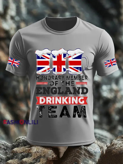 Men’s UK Flag Liquor Printed T-shirt Gray / S