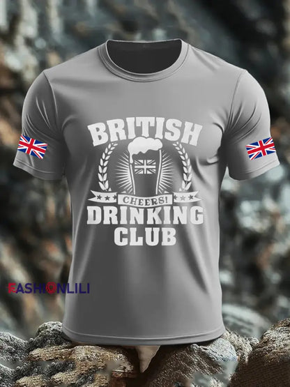 Men’s UK Flag Liquor Printed T-shirt Gray / S