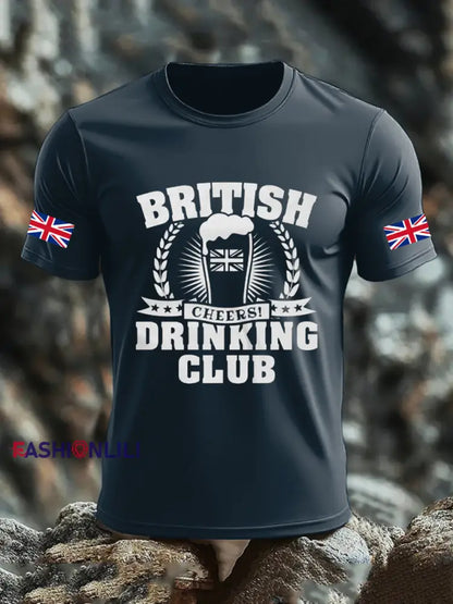 Men’s UK Flag Liquor Printed T-shirt Navy Blue / S