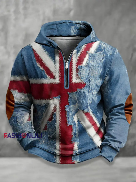 Men’s UK Flag Loose Hoodie As picture / S