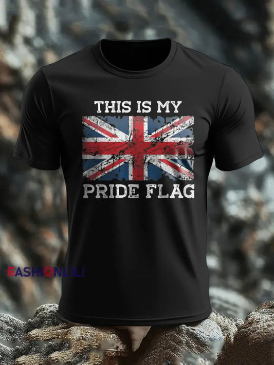 Men’s UK Flag Patoitic Printed T-shirt Black / S
