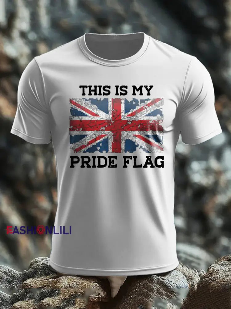 Men’s UK Flag Patoitic Printed T-shirt Light Gray / S