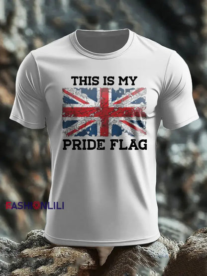 Men’s UK Flag Patoitic Printed T-shirt Light Gray / S