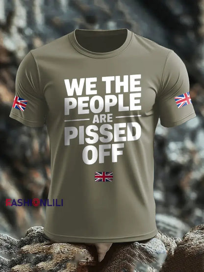Men’s UK Flag Patriotism Printed T-shirt Army Green / S