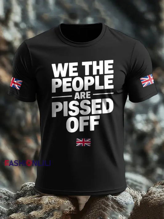 Men’s UK Flag Patriotism Printed T-shirt Black / S