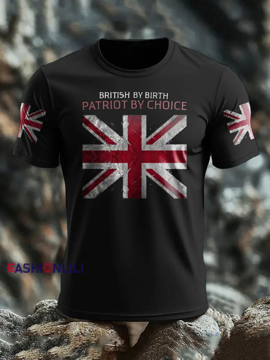 Men’s UK Flag Patriotism Printed T-shirt Black / S