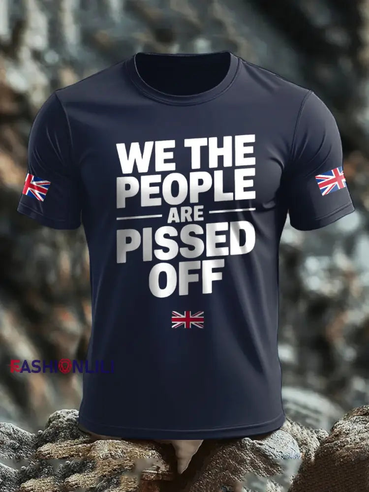 Men’s UK Flag Patriotism Printed T-shirt Navy Blue / S