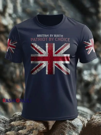 Men’s UK Flag Patriotism Printed T-shirt Navy Blue / S
