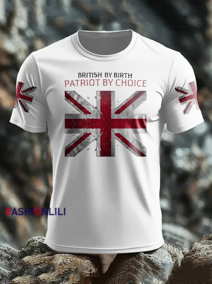 Men’s UK Flag Patriotism Printed T-shirt White / S