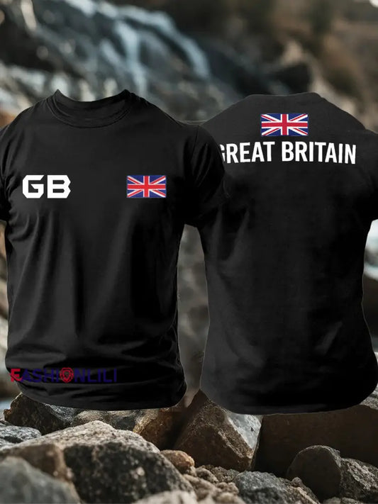 Men’s UK Flag Pride Patriotic Printed T-shirt Black / S