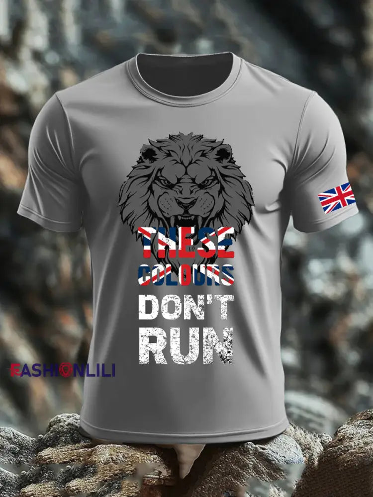 Men’s UK Flag Pride Patriotic Printed T-shirt Light Gray / S