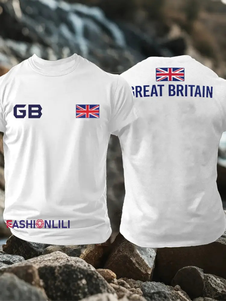 Men’s UK Flag Pride Patriotic Printed T-shirt White / S