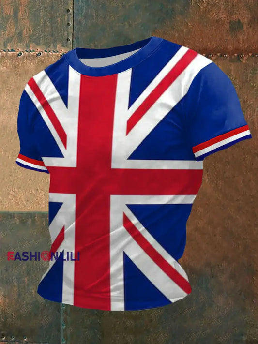Men’s UK Flag Print Casual Tee Blue / S