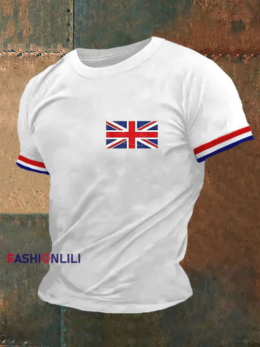 Men’s UK Flag Print Casual Tee White / S