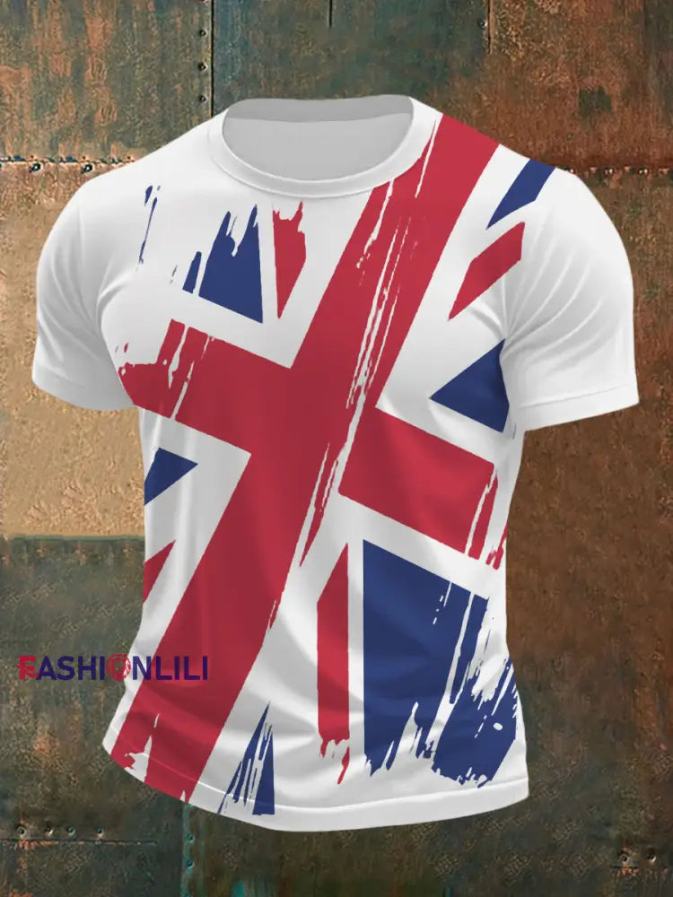 Men’s UK Flag Print Casual Tee White / S