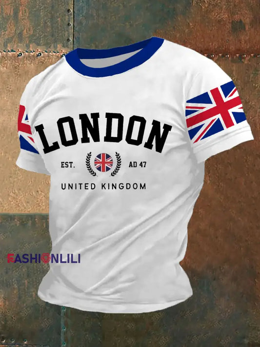 Men’s UK Flag Print Casual Tee White / S
