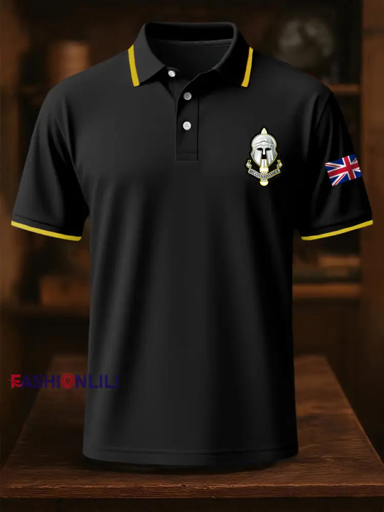 Men’s UK Flag Print Casual Top Black / S