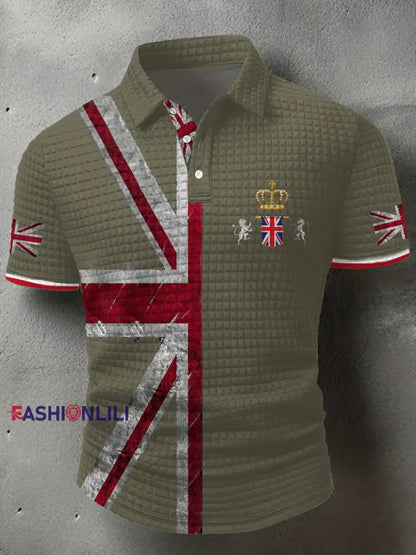 Men’s UK Flag Printed Casual Tops Army Green / S