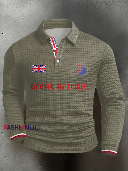 Men’s UK Flag Printed Casual Tops Army Green / S