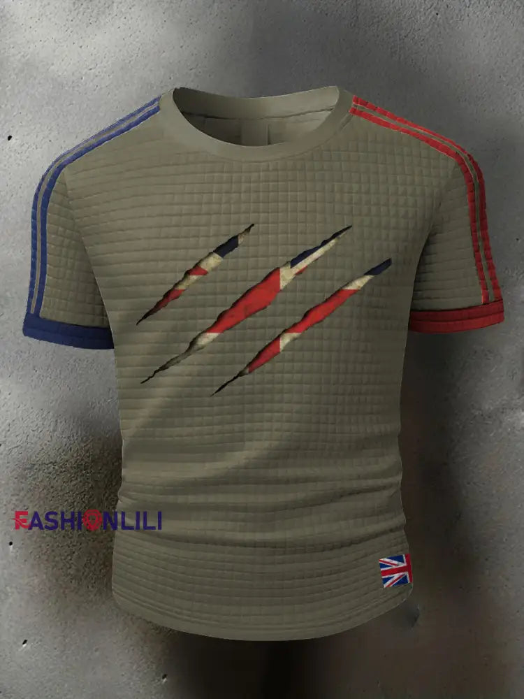 Men’s UK Flag Printed Casual Tops Army Green / S
