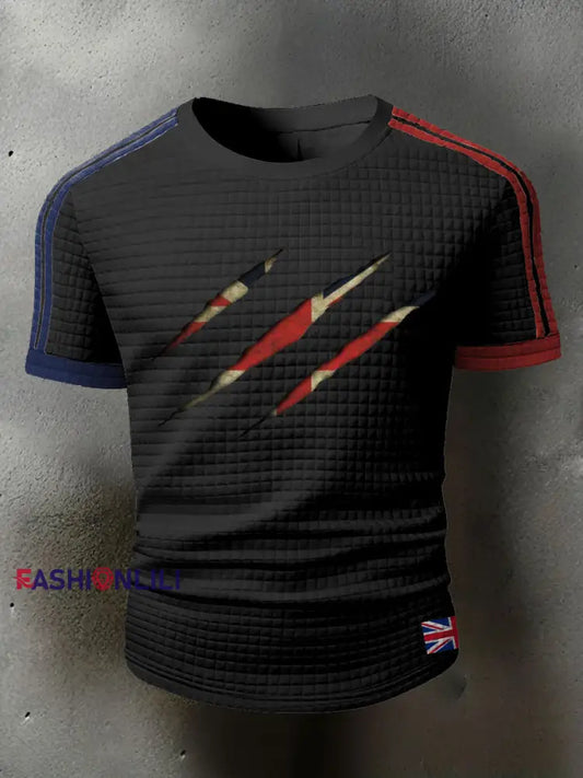 Men’s UK Flag Printed Casual Tops Black / S