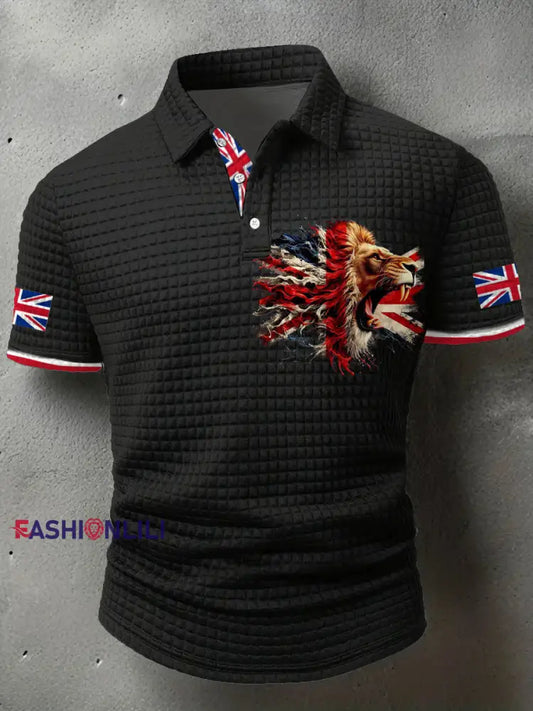 Men’s UK Flag Printed Casual Tops Black / S