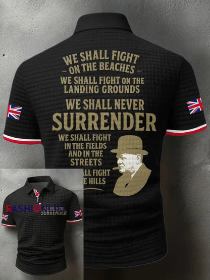 Men’s UK Flag Printed Casual Tops Black / S