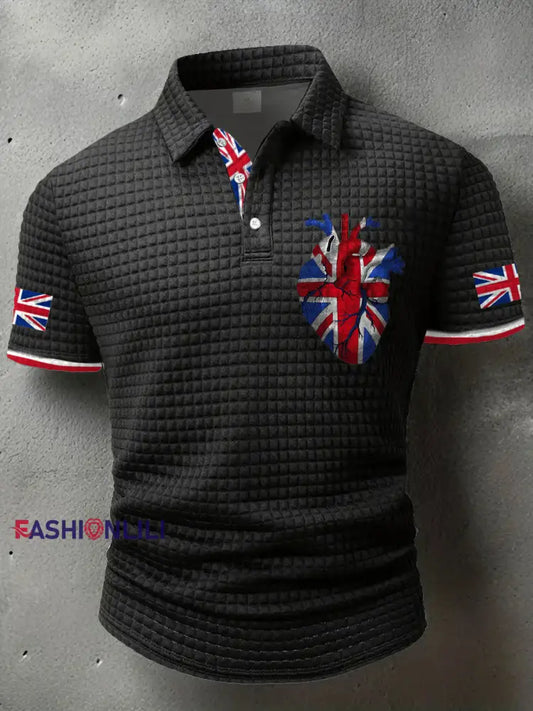 Men’s UK Flag Printed Casual Tops Black / S