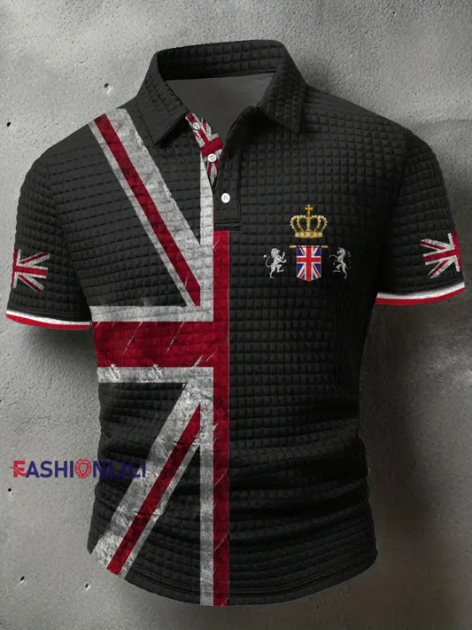 Men’s UK Flag Printed Casual Tops Black / S