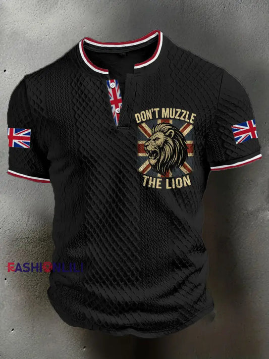 Men’s UK Flag Printed Casual Tops Black / S