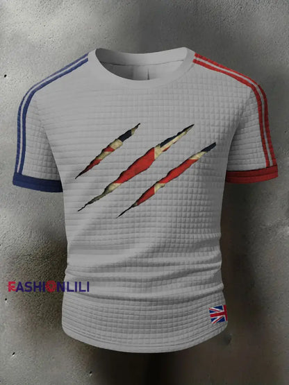 Men’s UK Flag Printed Casual Tops Light Gray / S