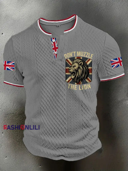Men’s UK Flag Printed Casual Tops Light Gray / S