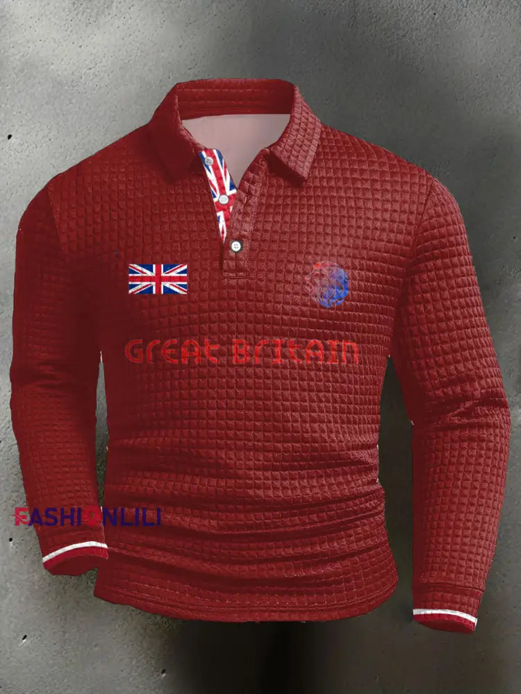 Men’s UK Flag Printed Casual Tops Red / S