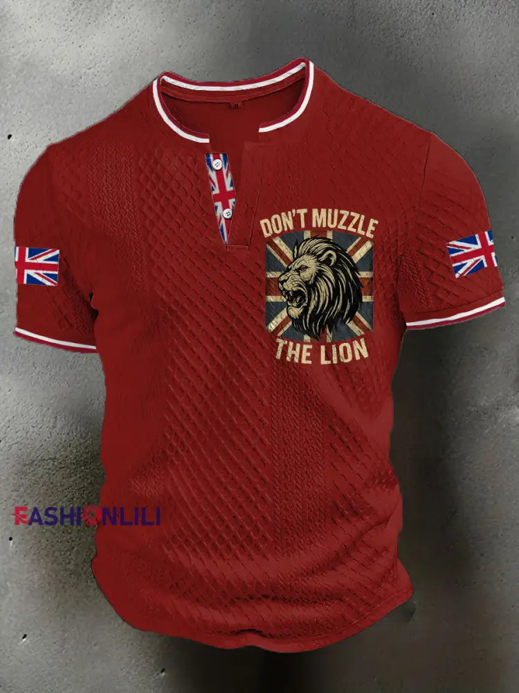 Men’s UK Flag Printed Casual Tops Red / S