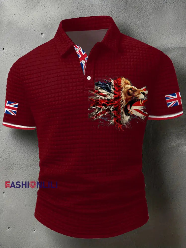 Men’s UK Flag Printed Casual Tops Red / S