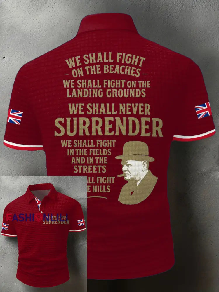 Men’s UK Flag Printed Casual Tops Red / S