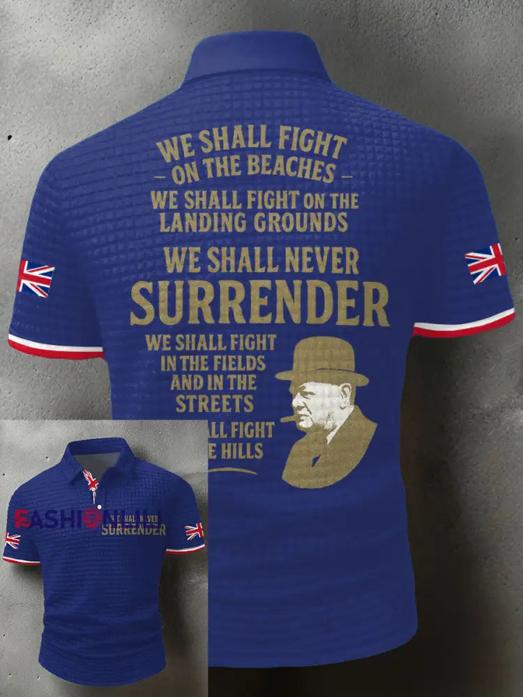 Men’s UK Flag Printed Casual Tops Royal Blue / S