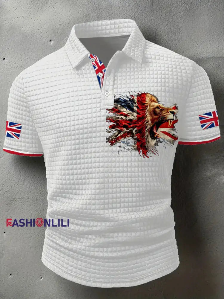 Men’s UK Flag Printed Casual Tops White / S