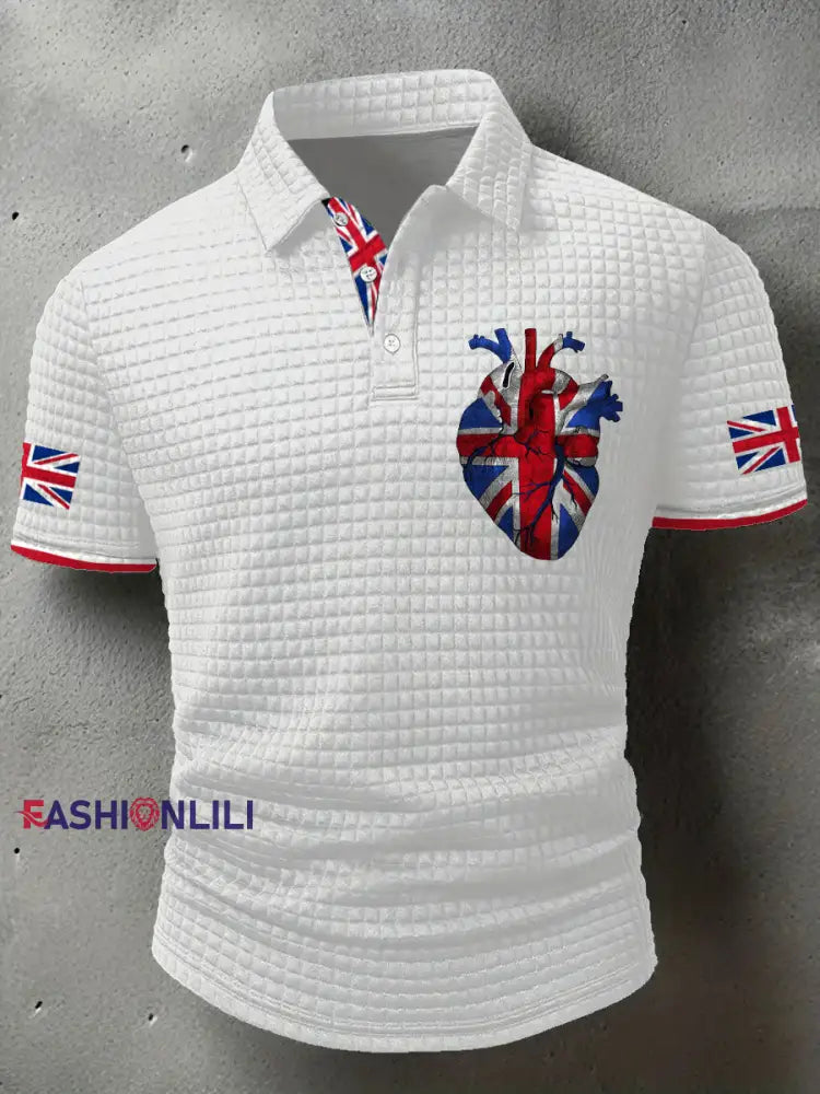 Men’s UK Flag Printed Casual Tops White / S