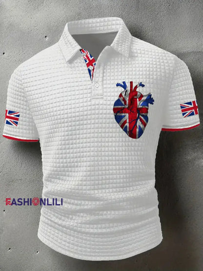 Men’s UK Flag Printed Casual Tops White / S