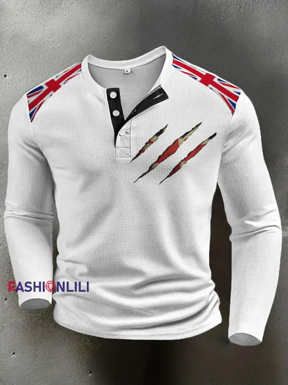 Men’s UK Flag Printed Casual Tops White / S