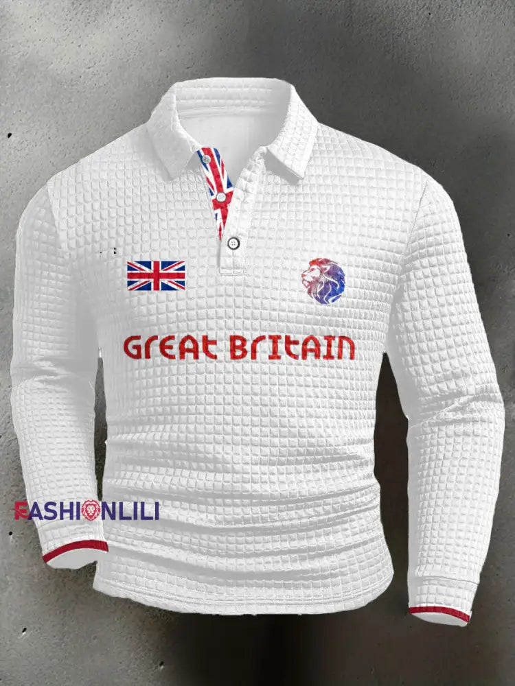 Men’s UK Flag Printed Casual Tops White / S